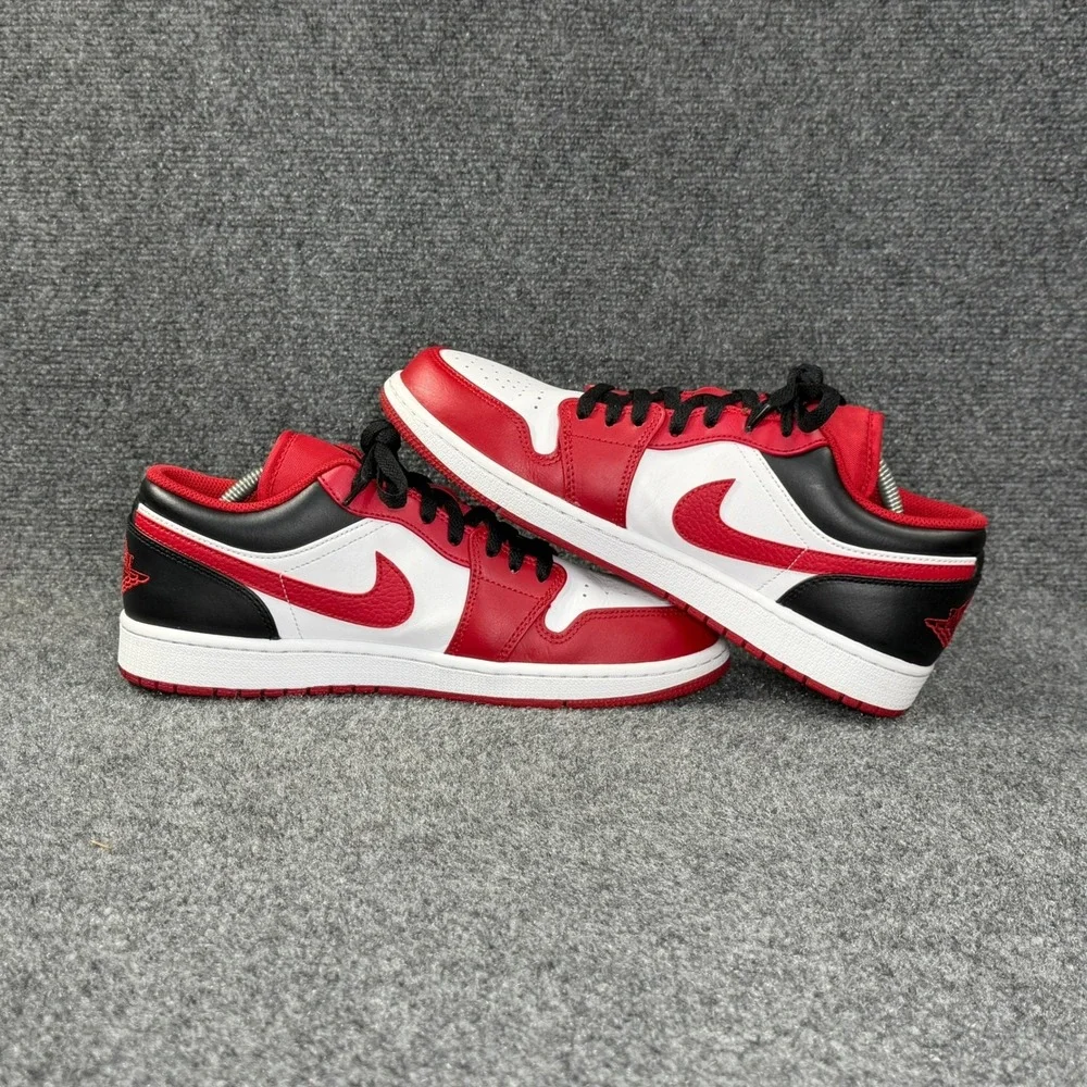 Jordan 1 Low Shoes Men's 10 Bulls Red White Black Athletic Hooping Sneakers